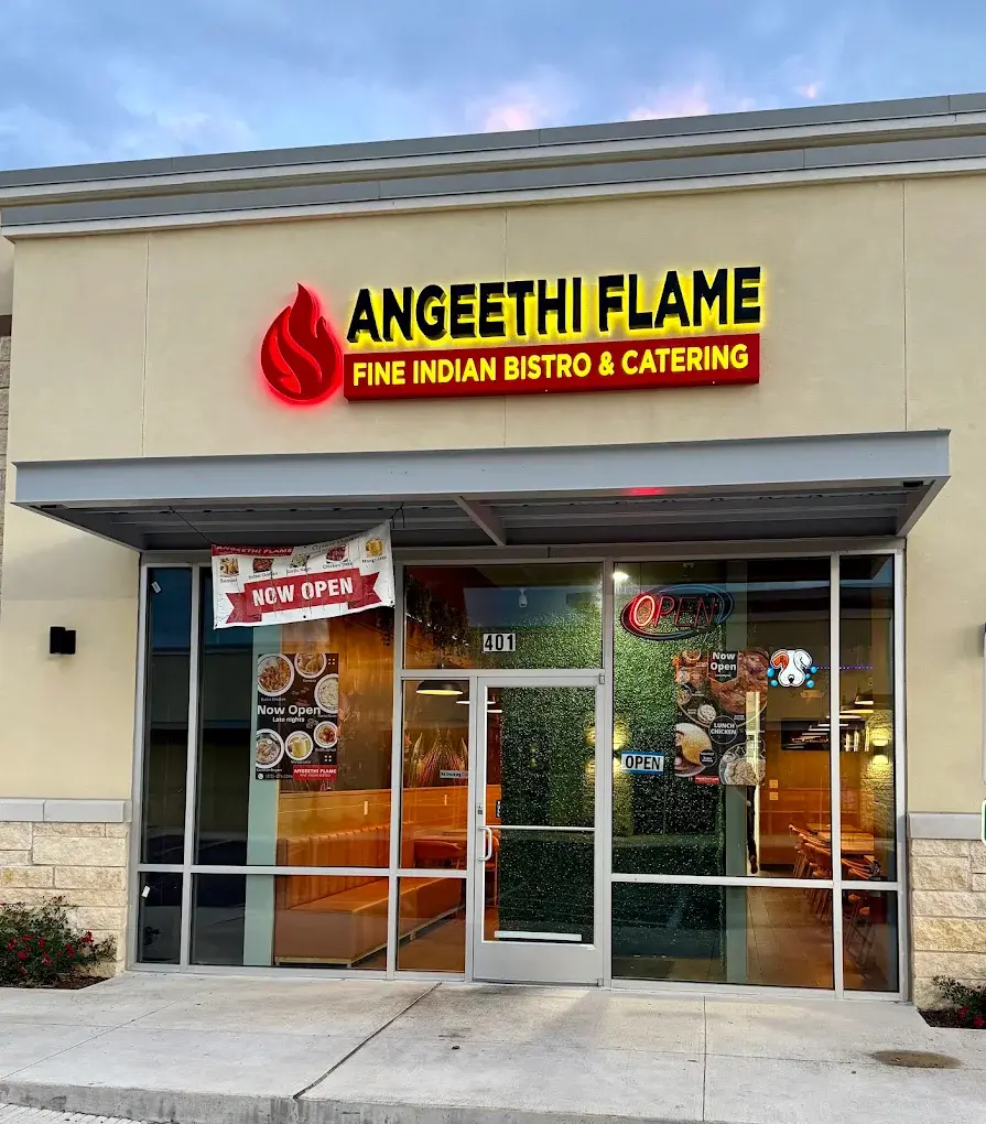 Angeethi Flame Indian Restaurant & Catering interior at 406 W Whitestone Blvd, Cedar Park, Texas